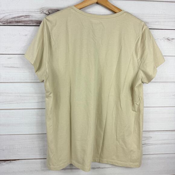 Womens Flamingo V Neck Beige T-Shirt 5 Stars Size XXL - Picture 4 of 6